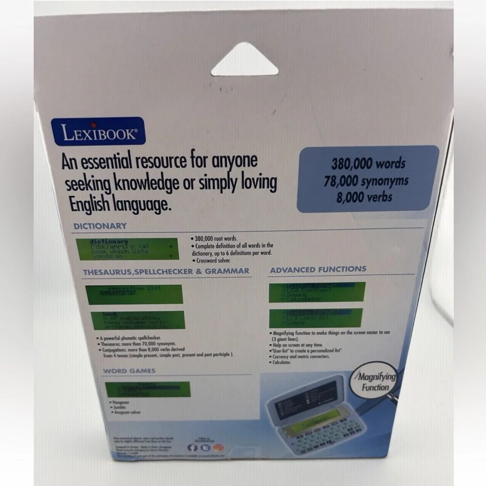 LEXiBOOK D650EN The English Dictionary Definitions Thesaurus Grammar Spellcheck